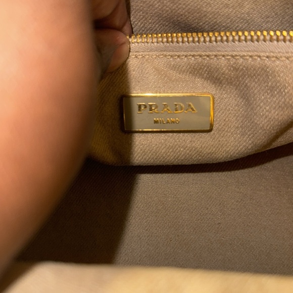 Prada Canapa Demin Logo Handle Bag EUC in Neutral - Picture 6 of 14